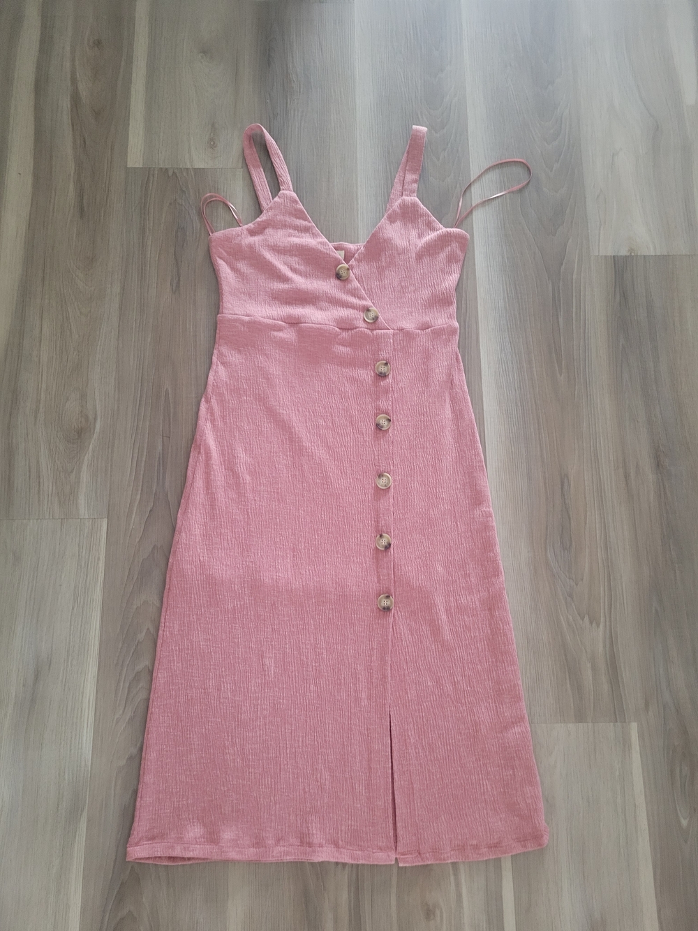Miss Love Sleeveless Pink Button-Front Midi Dress Size M - Picture 4 of 5